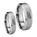 Mountain Dew Step Edges Brushed Tungsten Bridal Set Rings