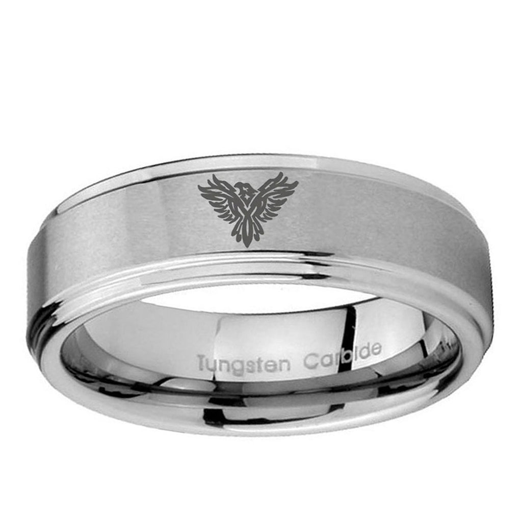 10mm Phoenix Step Edge Brushed Tungsten Ring