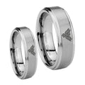 Phoenix Step Edges Brushed Tungsten Bridal Band Set