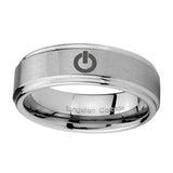 10mm-Power-Step-Edges-Brushed-Tungsten-Carbide-Men's-Wedding-Band