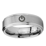5, 8mm Power Step Edge Brushed Tungsten Ring