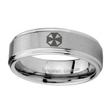 8mm-Resident-Evil-Step-Edges-Brushed-Tungsten-Carbide-Mens-Anniversary-Ring