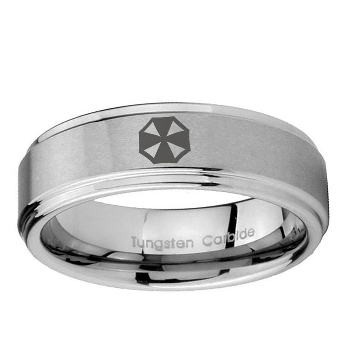 10mm Resident Evil Step Edge Brushed Tungsten Ring