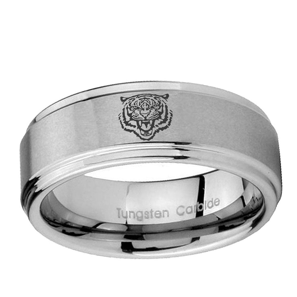 10mm Lion Step Edge Brushed Tungsten Ring