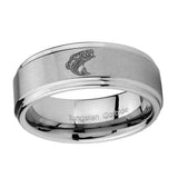 10mm-Fishing-Step-Edges-Brushed-Tungsten-Carbide-Men's-Wedding-Ring