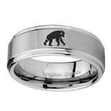 10mm-Chimpanzee-Step-Edges-Brushed-Tungsten-Carbide-Men's-Wedding-Ring