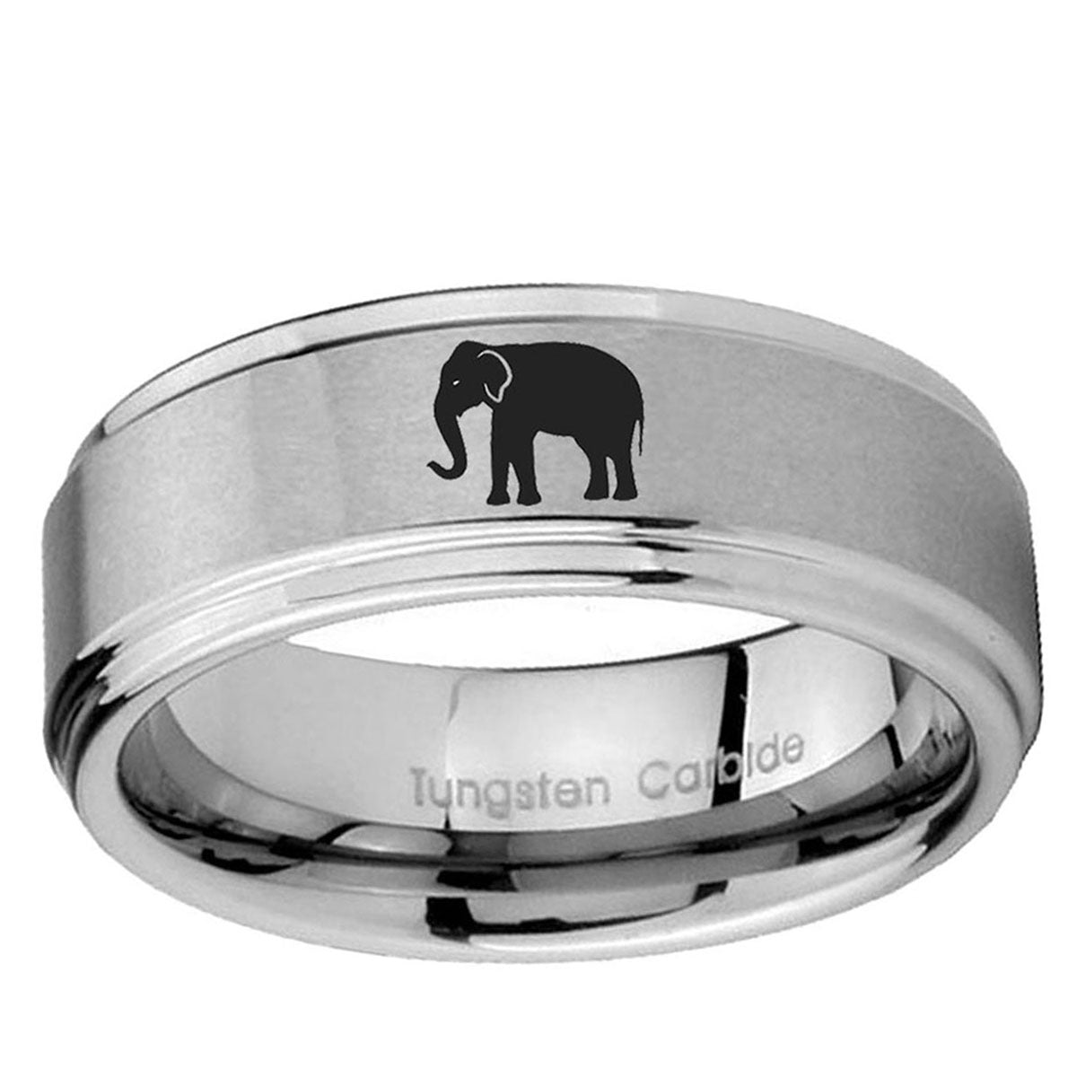 5mm Elephant Step Edges Brushed Silver Tungsten Men Bands