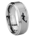10mm Keller Whale Step Edges Brushed Tungsten Carbide Men's Wedding Ring