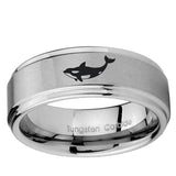 10mm Keller Whale Step Edge Brushed Tungsten Ring