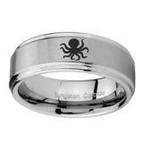 10mm-Octopus-Step-Edges-Brushed-Tungsten-Carbide-Men's-Wedding-Ring