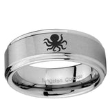 10mm Octopus Step Edge Brushed Tungsten Ring