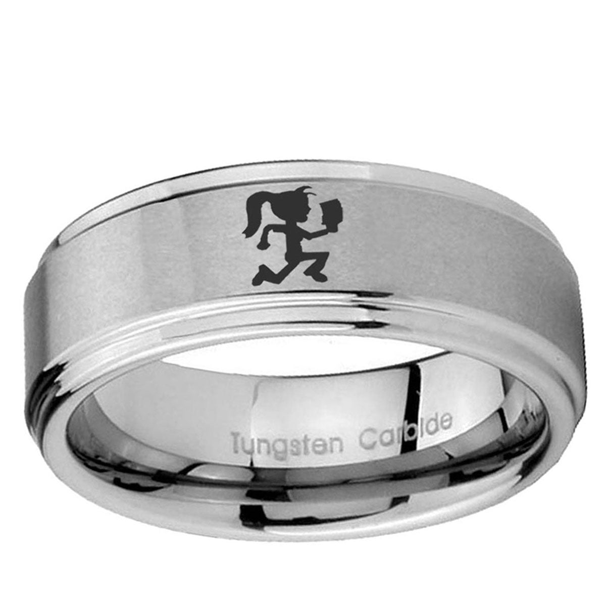 10mm Hatchet Woman Step Edge Brushed Tungsten Ring
