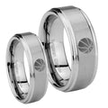 Basketball Step Edges Brushed Tungsten His Hers Set Rings
