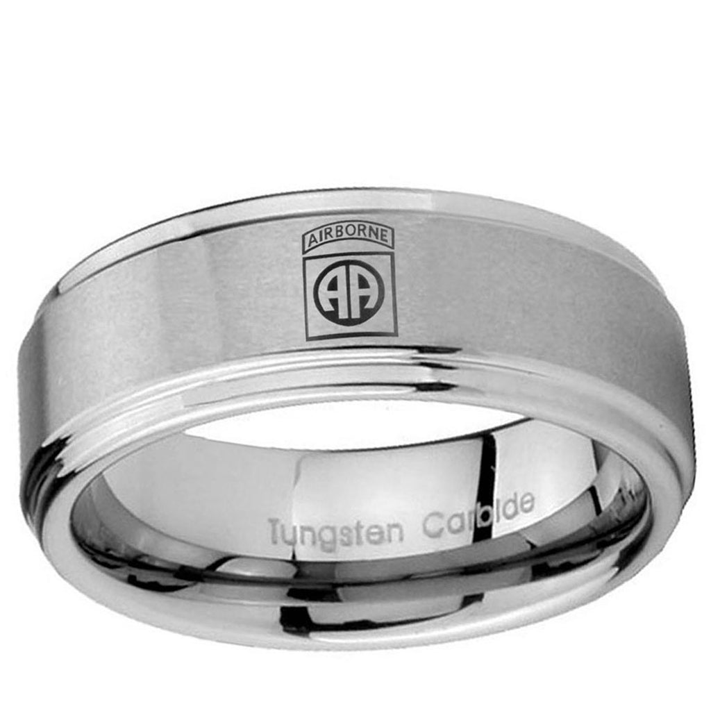 10mm Army Airborn Step Edge Brushed Tungsten Ring