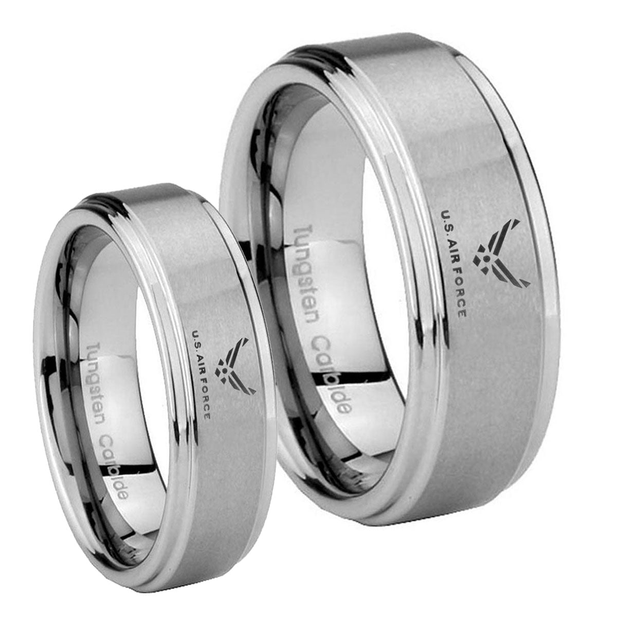 Step Edge US Air Force Tungsten His and Hers