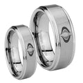 Cobra Step Edges Brushed Tungsten Couple Wedding Bands