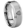 10mm Zelda Hylian Shield Step Edges Brushed Tungsten Carbide Men's Band Ring