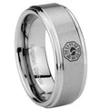 10mm Lost Dharma Step Edges Brushed Tungsten Carbide Mens Bands Ring