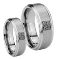 Celtic Design Step Edges Brushed Tungsten Bridal Ring Sets