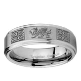 5, 8mm Multiple Dragon Celtic Step Edge Brushed Tungsten Ring