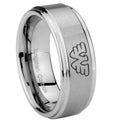 10mm Waylon Jennings Step Edges Brushed Tungsten Carbide Mens Promise Ring