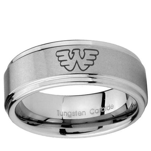 10mm Waylon Jennings Step Edge Brushed Tungsten Ring
