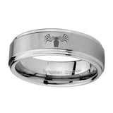 8mm-Spider-Step-Edges-Brushed-Tungsten-Carbide-Men's-Engagement-Band