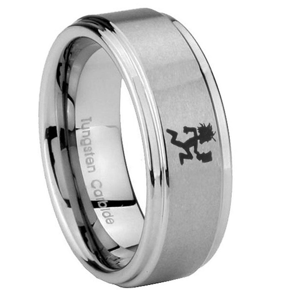 10mm Hatchet Man Step Edges Brushed Tungsten Carbide Men's Promise Rings