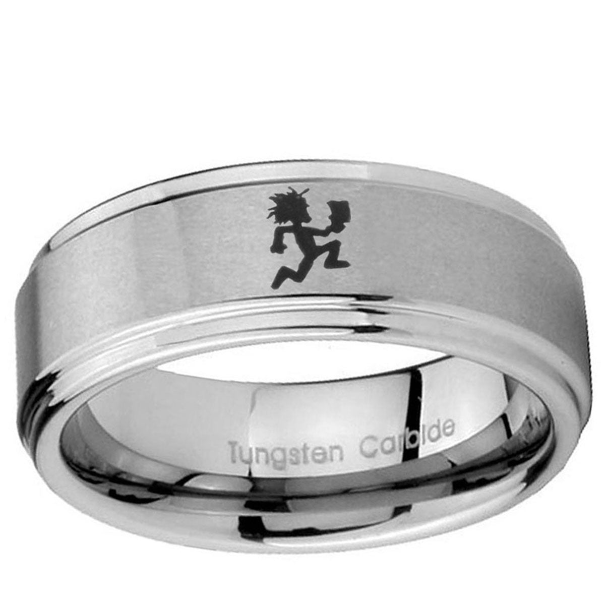 10mm Hatchet Man Step Edge Brushed Tungsten Ring