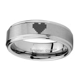 8mm-Zelda-Heart-Step-Edges-Silver-Tungsten-Carbide-Laser-Engraved-Ring