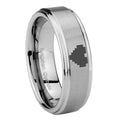 10mm Step Edges Zelda Heart Tungsten Carbide Silver Men's Ring