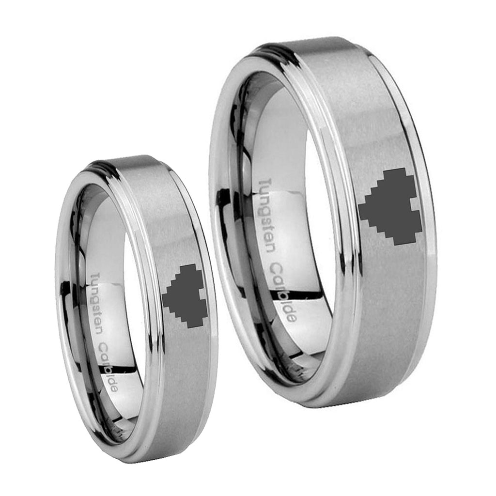 Step Edge Zelda Heart Tungsten His and Hers