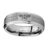 10mm-Celtic-Zelda-Step-Edges-Brushed-Tungsten-Carbide-Men's-Engagement-Ring