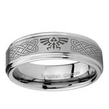 5, 8mm Celtic Zelda Step Edge Brushed Tungsten Ring