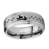 10mm-Deer-Hunting-Step-Edges-Brushed-Tungsten-Carbide-Men's-Wedding-Ring