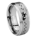 10mm Deer Hunting Step Edges Brushed Tungsten Carbide Men's Wedding Ring