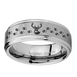 10mm-Deer-Antler-Step-Edges-Brushed-Tungsten-Carbide-Men's-Wedding-Ring