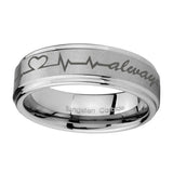 10mm-Heart-Beat-forever-Heart-always-Step-Edges-Brushed-Tungsten-Bands-Ring