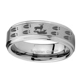 10mm-Deer-Hunting-Tracks-Step-Edges-Brushed-Tungsten-Carbide-Men's-Wedding-Ring