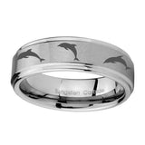 10mm-Dolphins-Step-Edges-Brushed-Tungsten-Carbide-Personalized-Ring