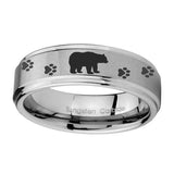 10mm-Bear-and-Paw-Step-Edges-Brushed-Tungsten-Carbide-Rings-for-Men