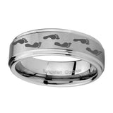 10mm-Foot-Print-Step-Edges-Brushed-Tungsten-Carbide-Wedding-Band-Mens
