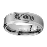 10mm-Dragon-Step-Edges-Brushed-Tungsten-Carbide-Wedding-Engraving-Ring