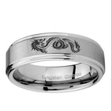 5, 8mm Dragon Step Edge Brushed Tungsten Ring