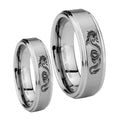 Dragon Step Edges Brushed Tungsten Mens Set Rings