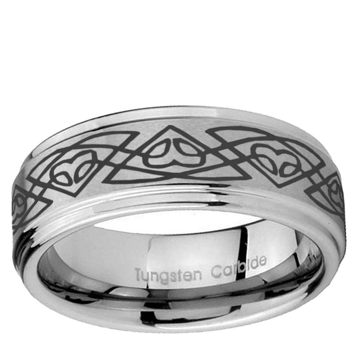 5mm Celtic Braided Step Edges Brushed Silver Tungsten Ring