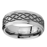 10mm-Celtic-Knot-Step-Edges-Brushed-Tungsten-Carbide-Men's-Wedding-Ring