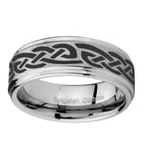 10mm-Celtic-Knot-Infinity-Love-Step-Edges-Brushed-Tungsten-Carbide-Men's-Wedding-Ring