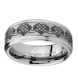 10mm-Celtic-Knot-Heart-Step-Edges-Brushed-Tungsten-Carbide-Men's-Wedding-Ring