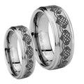 Celtic Knot Heart Step Edges Brushed Tungsten His And Hers Ring
